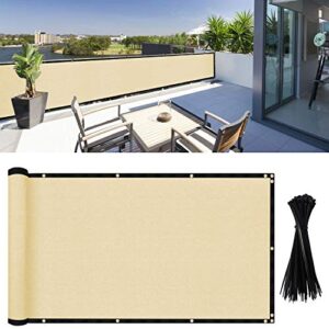 dearhouse balcony privacy screen cover, 3.5ft x16.5ft privacy screen balcony shield for porch deck outdoor backyard patio balconys, includes 35 pc cable ties