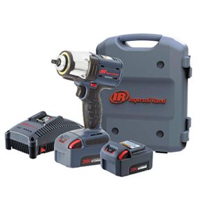 ingersoll rand w5133-k22 3/8" iqv20 cordless air impact wrench and battery kit with brushless motor, 360 degree led light, 365 ft-lbs max torque, 4 power modes, gray