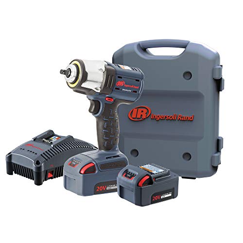 Ingersoll Rand W5133-K22 3/8" IQV20 Cordless Air Impact Wrench and Battery Kit with Brushless Motor, 360 Degree LED Light, 365 ft-lbs Max Torque, 4 Power Modes, Gray