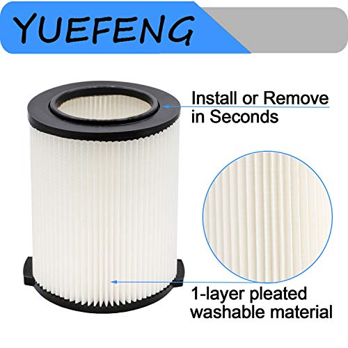 YUEFENG VF4000 Replacement Filter for Ridgid Wet Dry Vacuum 5 to 20 Gallon - Filter for Husky Vacuum 6 to 9 Gal - WD5500 WD0671 RV2400A RV2600B (2 Pack)