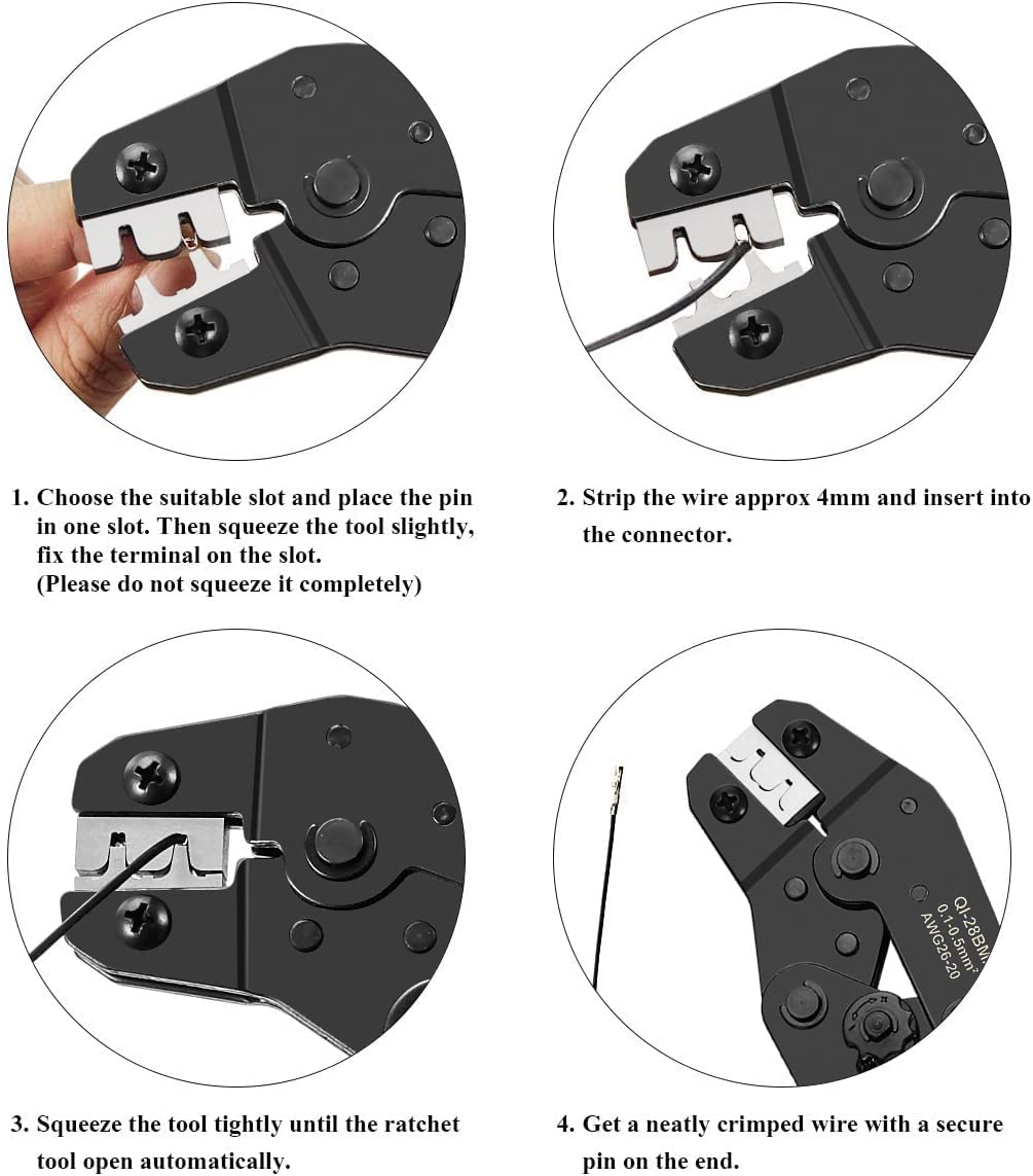 Qibaok Crimping Tool Kit Ratcheting Crimper with 1550PCS 2.54mm Dupont Connectors and 760pcs 2.54mm JST-XH Connectors for AWG 26-20(0.1-0.5mm²)