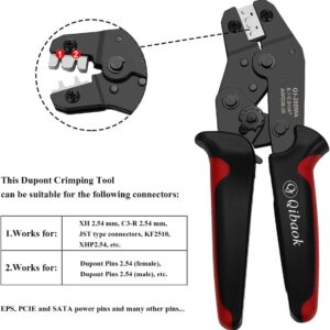 Qibaok Crimping Tool Kit Ratcheting Crimper with 1550PCS 2.54mm Dupont Connectors and 760pcs 2.54mm JST-XH Connectors for AWG 26-20(0.1-0.5mm²)