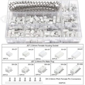 Qibaok Crimping Tool Kit Ratcheting Crimper with 1550PCS 2.54mm Dupont Connectors and 760pcs 2.54mm JST-XH Connectors for AWG 26-20(0.1-0.5mm²)