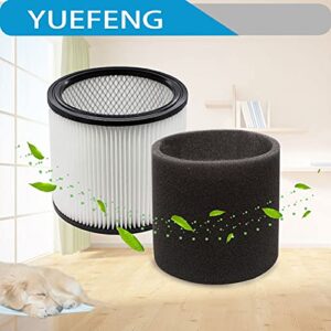 YUEFENG Filter Compatible with Shop-Vac 90350 90304 90333 Replacement fits most Wet/Dry Vacuum Cleaners 5 Gallon and above, Compare to Part 90304, 90585 (1 filter + 2 foam filter)…