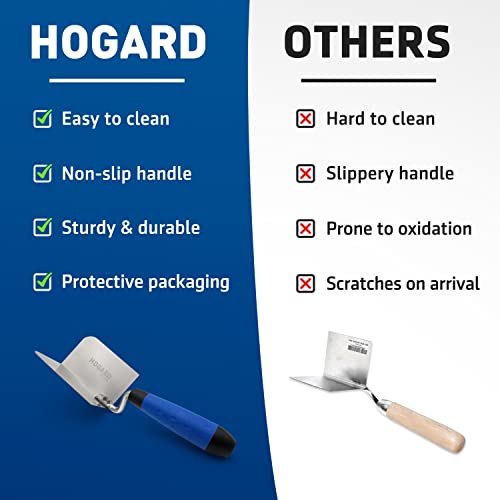 HOGARD Inside Corner Trowel | Best Corner Drywall Tool | Made of Stainless Steel with Internal Angle and Soft Grip Handle.
