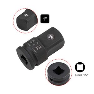 uxcell 1/2" Drive (Female) x 1" (Male) Impact Socket Adapter for Use with Air Impact Wrenches, Breaker Bars, Ratchets, CR-MO Steel