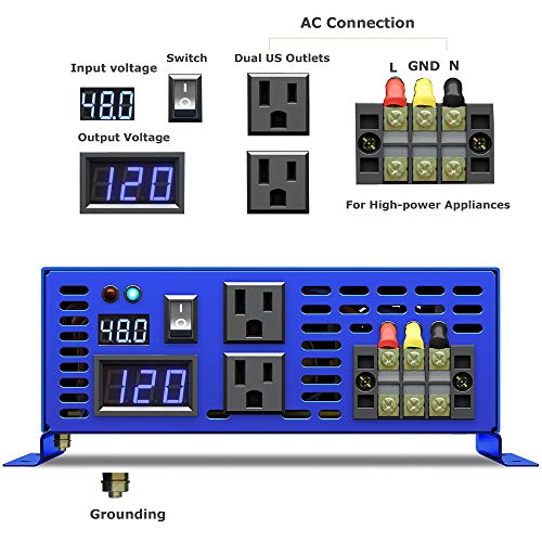 XYZ INVT 4000W Pure Sine Wave Inverter 48V DC to 120V AC Surge 8000 Watt Power Converter Generator with Wireless 100ft Remote Control for Solar System, Home Grid Off, Camping, RV. (4000W 48V 120V)