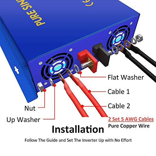 XYZ INVT 4000W Pure Sine Wave Inverter 48V DC to 120V AC Surge 8000 Watt Power Converter Generator with Wireless 100ft Remote Control for Solar System, Home Grid Off, Camping, RV. (4000W 48V 120V)