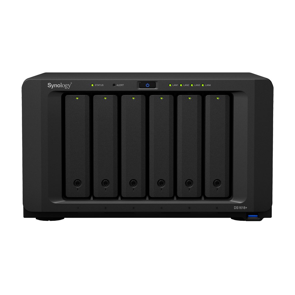 Synology DiskStation DS1618+ NAS Server for Business with Intel 2.1GHz CPU, 16GB Memory, 2TB SSD, 16TB HDD, DSM Operating System, iSCSI Target Ready