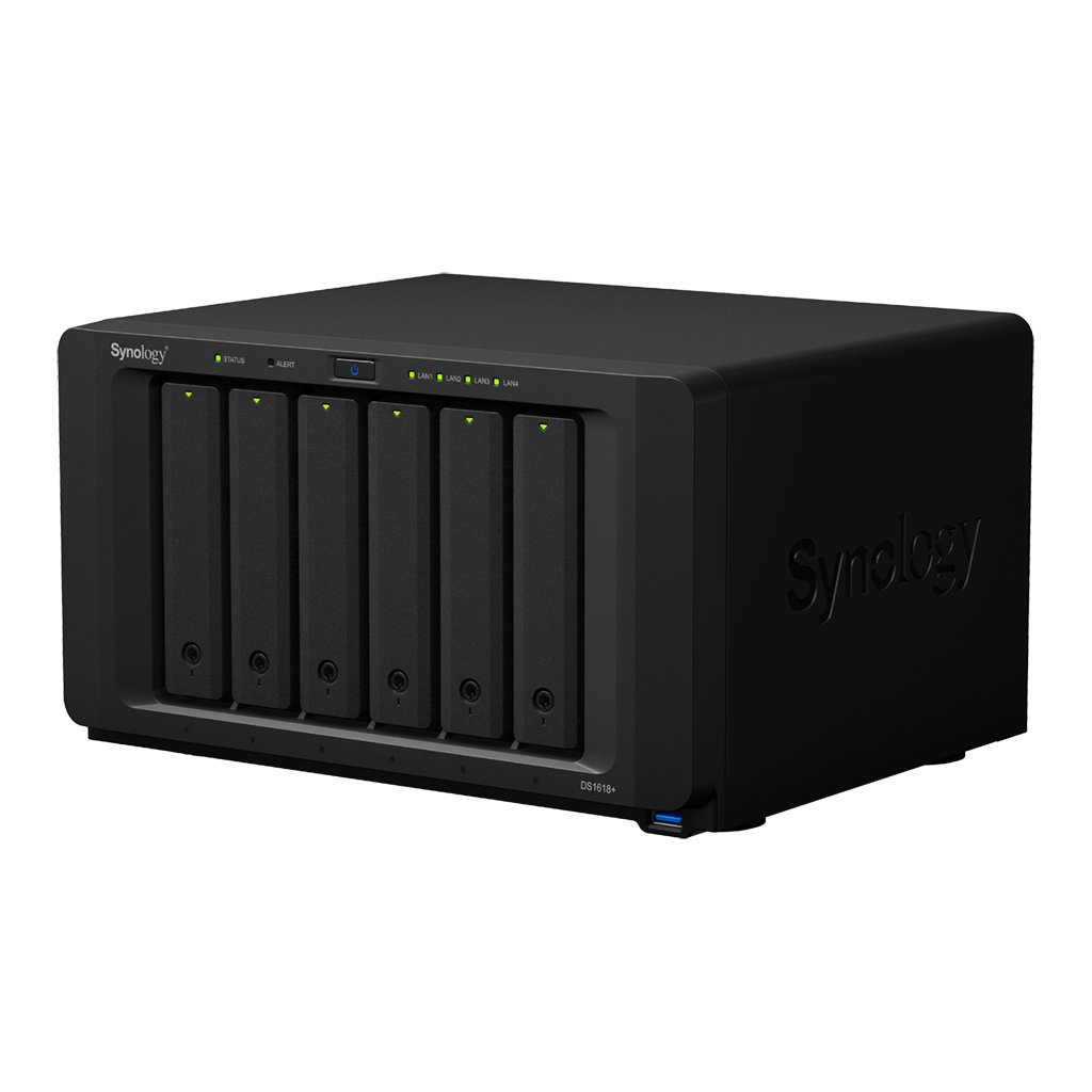 Synology DiskStation DS1618+ NAS Server for Business with Intel 2.1GHz CPU, 16GB Memory, 2TB SSD, 16TB HDD, DSM Operating System, iSCSI Target Ready