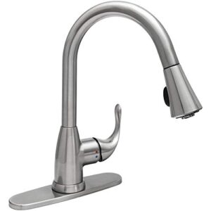 glacier bay market single-handle pull-down sprayer kitchen faucet in stainless steel