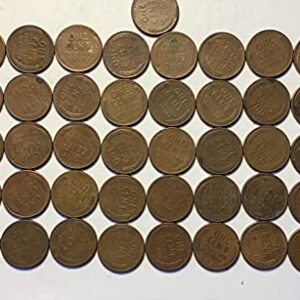 1957 D Lincoln Wheat Cent Penny Roll 50 Coins Penny Seller Very Fine