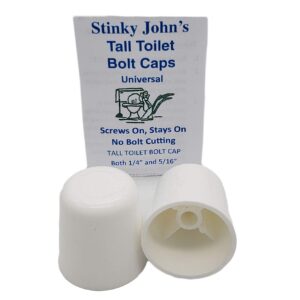 stinky john's tall toilet bolt caps: don't cut those bolts! 100% made in usa, toilet bolt caps, toilet bolt covers, toilet screw covers (universal fit, 2 pack)