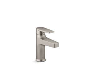 kohler 74021-4-bn taut single-handle bathroom faucet with pop-up drain, one hold bathroom sink faucet with escutcheon, vibrant brushed nickel
