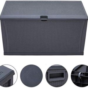 Crownland 120 Gallon Outdoor Storage Deck Box Resin Container Weatherproof Deck Storage Box Containers Patio Garden Furniture Outdoor Storage Boxes All Weather Using,Grey