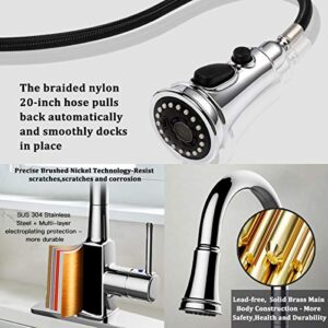 Touchless Kitchen Faucet,Soosi Motion Sensor Single Handle Automatic Kitchen Faucets One/3 Hole 3-Function Kitchen Faucets with Pull Down Sprayer Spot Free Polished Chrome Solid Brass Stainless Steel