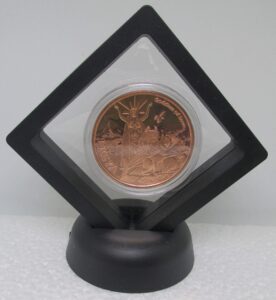 norse gods series freya - valkyrie 1 oz .999 copper bu round usa bullion coin, framed with display stand