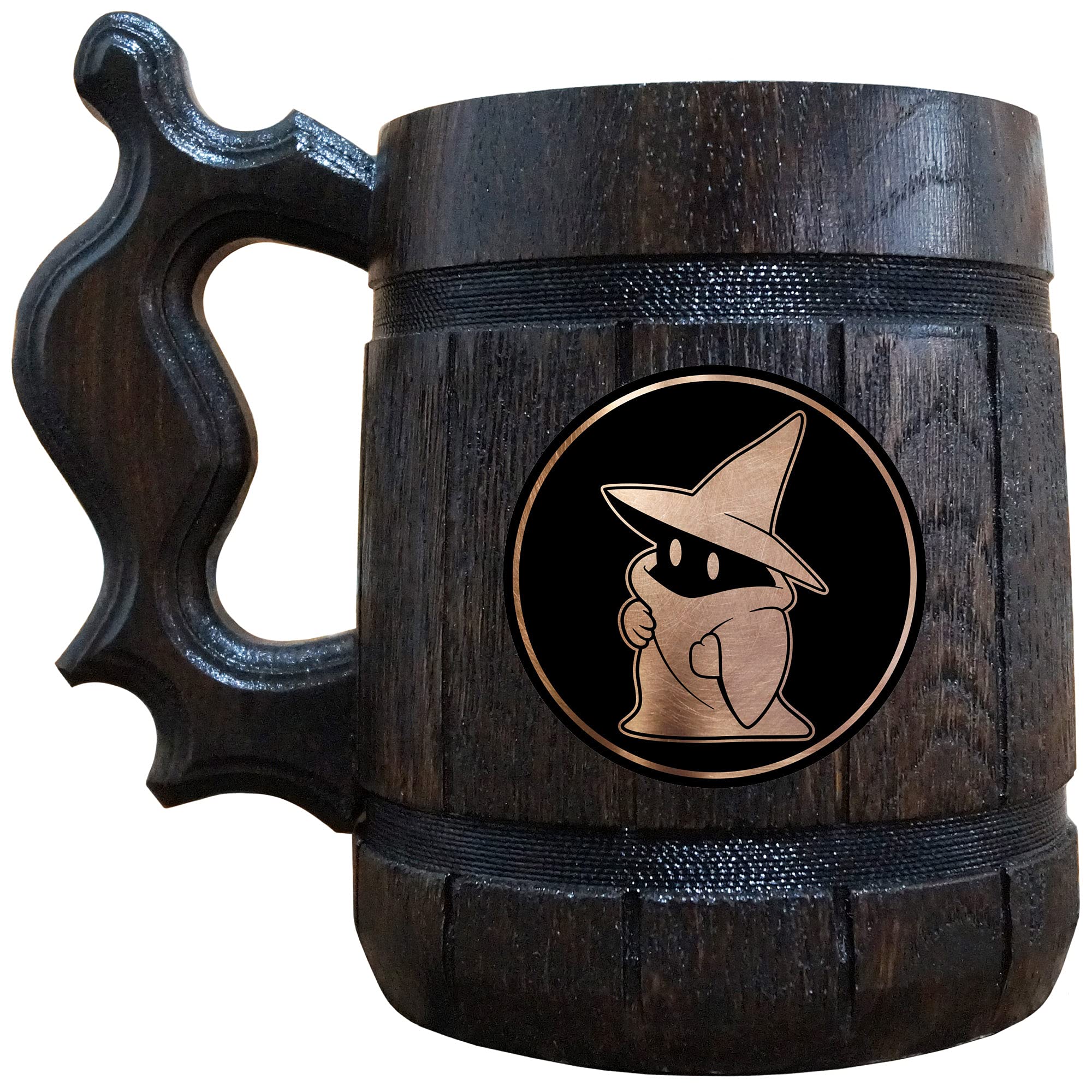 Black Mage Beer Mug, FF XIV Beer Stein, 22 oz, Wooden Gamer Gift, Personalized Beer Tankard, Custom Gift for Men, Gift for Him