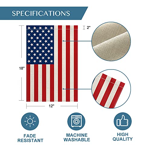 AVOIN colorlife 4th of July Patriotic Memorial Day Garden Flag 12x18 Inch Double Sided Outside, American Stars and Stripes Yard Outdoor Decoration