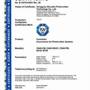 Witproton PV Solar Connector Branch Y T IP68 Waterproof 1000V 1500V Solid Copper Terminal 2 Male 1 Female and 2 Female 1 Male (2to1 Branch Connector)