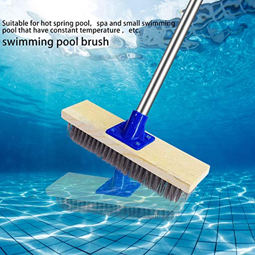 YCUTE Deck Brush, Stainless Steel Wire with Long Handle 43", Perfect for Algae, Tough Stains on Concrete, Swimming Pool, Walkways and Patio