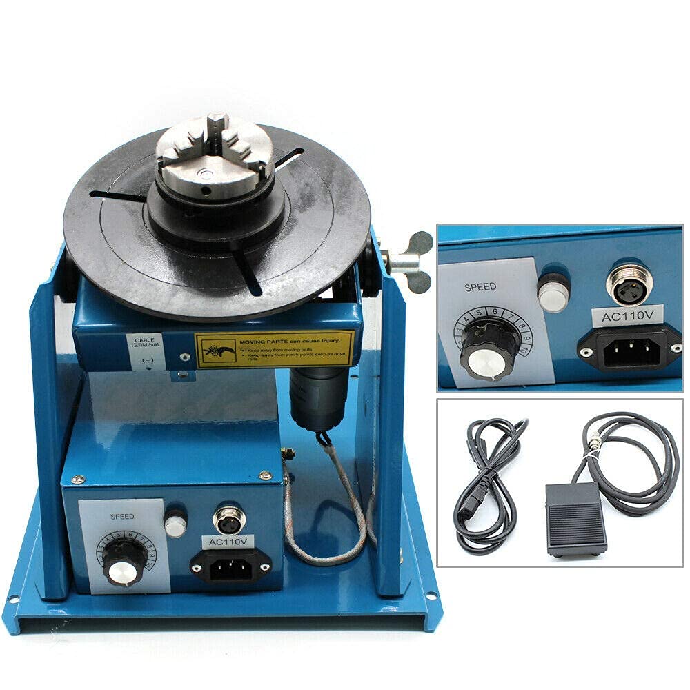 Positioner 110V Rotary Welding Positioner 2-10 r/min High Speed Portable Welder Positioner Mini Turntable Table Machine (2.5" 3 Jaw)