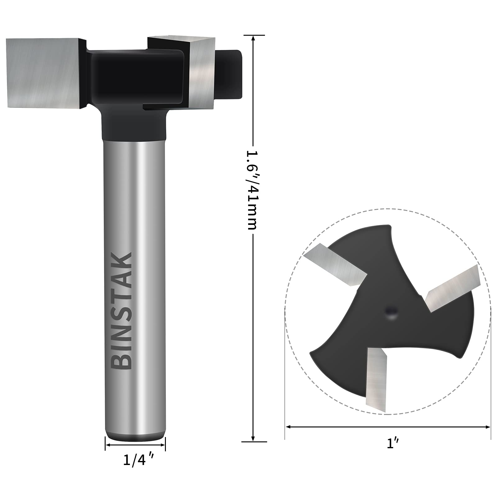 CNC Spoilboard Surfacing Router Bits, 1/4 inch Shank 1 inch Cutting Diameter, Slab Flattening Router Bit Planing Bit Wood Planing Bit Dado Planer Bit by BINSTAK (Carbide)