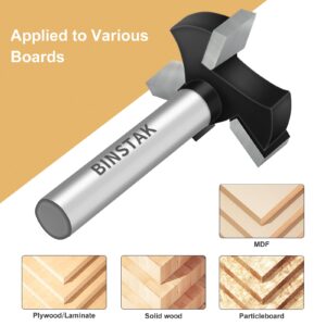 CNC Spoilboard Surfacing Router Bits, 1/4 inch Shank 1 inch Cutting Diameter, Slab Flattening Router Bit Planing Bit Wood Planing Bit Dado Planer Bit by BINSTAK (Carbide)