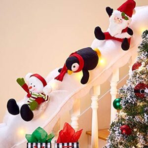 LCI Decorative Holiday Snow Surfing Set Handrail Wrap 5 Ft. Penguin Santa Snowman