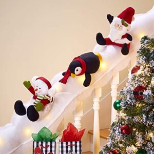 LCI Decorative Holiday Snow Surfing Set Handrail Wrap 5 Ft. Penguin Santa Snowman