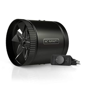 ac infinity raxial s8, inline booster duct fan 8” with speed controller, airflow boosting low noise hvac blower can fan for basements, bathrooms, kitchens, workshops