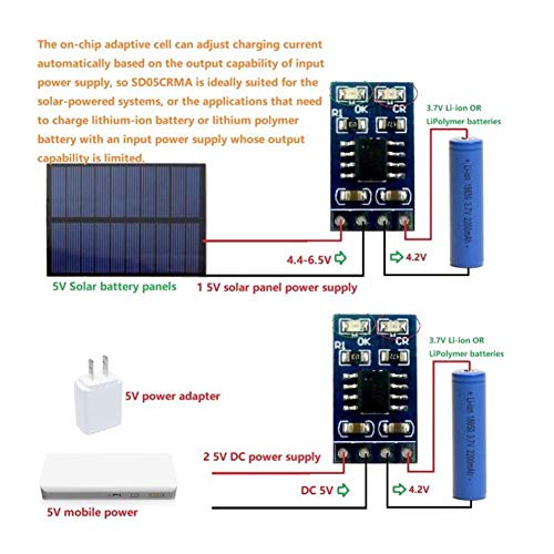 SD05CRMA 4.4-6.5V Input Solar Panel Dedicated Charging Module 18650 LiPo Li-ion Lithium Battery Controller Module(with Pin)