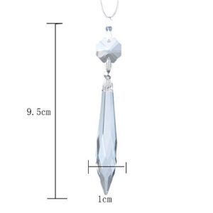 20Pcs Chandelier Icicle Crystal Prisms with Bead Crystals Lighting Lamp Replacement Parts (63mm, Clear)