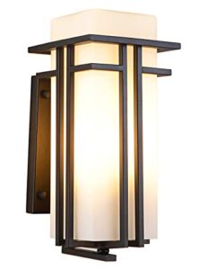 eeru large outdoor wall lights 15.35" h x 6.7" w, waterproof wall lantern exterior light fixture for entryways yards garage front porch, metal frame with frosted glass, black (large)