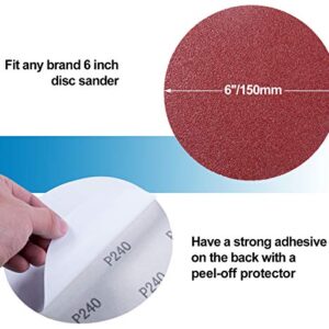 S SATC Premium PSA Sanding Discs 6 Inch 100 PCS 60 80 120 180 240 320 400 600 800 1000 Grit Aluminum Oxide Self Stick Adhesive Sanding Discs for Random Orbital Sander and Belt Disc Sander