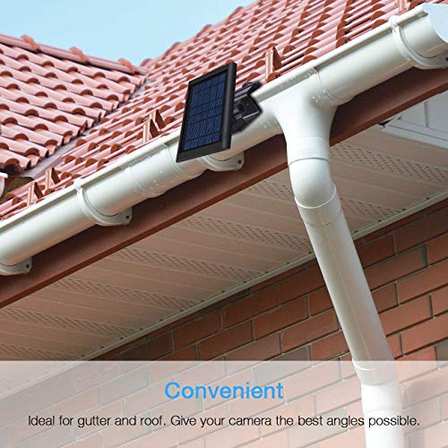 Gutter Mount for Ring Solar Panel - OkeMeeo Outdoor Mount for Arlo, Eufy, Reolink Solar Panel High for Maximum Sunlight Exposure, Black,1Pack (Not for Super Panel)