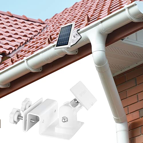 Gutter Mount for Ring Solar Panel - OkeMeeo Outdoor Mount Compatible with Ring and Arlo Solar Panel for Maximum Sunlight, White,1 Pack(Not for Super Panel)