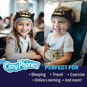 CozyPhones Batman Kids Headphones Volume Limited with Thin Speakers & Super Soft Fleece Headband - Perfect Toddlers & Children's Earphones for Home, School & Travel