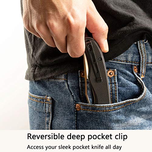 CIVIVI Shredder Folding Pocket Knife - Flipper Knife with Clip 3.70” D2 Blade G10 Handle, Hunting Knife for Men C912C