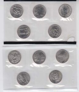 2006 washington quarters fifty state set (10) coins total 5 p mint and 5 d mint encased in cello from the mint from a u.s. mint set choice uncirculated