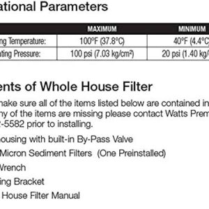 Watts Premier WHT WH-LD Whole House 50-Micron Sediment Water Filtration Kit, White