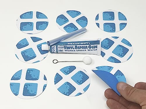 Underwater Pool Repair kit for Frame Set and Easy Set Pool | Vinyl Glue and Reinforced Patch Material to Match Your Pool | Blue and White Pool Liner Patch kit