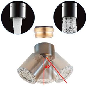 TOTOMO Kitchen Sink Faucet Aerator (Solid Brass) 2 Spray-mode (Shower&Bubble Stream) 360° Swivel Booster Sprayer adapter Water Saving Head attachment replacement - Brushed Nickel