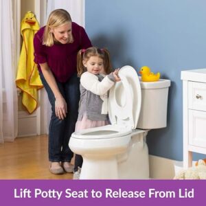 Little2Big 81SLOW 000 Toilet Seat with Built-In Potty Training Seat, Slow-Close, and will Never Loosen, ROUND, White