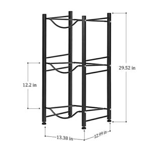 Water Cooler Jug Rack 5 Gallon Water Bottle Holder Storage Shelf 3 Tier Heavy Duty Stackable Water Cabinet Dispenser Organizer for Home Office, Black