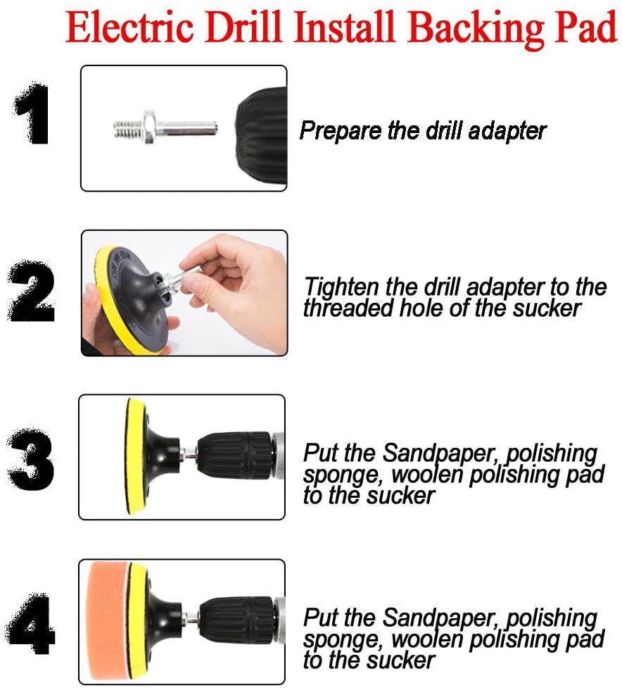 Utoolmart 4" Hook and Loop Backing Pad Sanding Polishing Backer Plate with M10 Drill Adapter for Random Orbit Sander Polisher Buffer