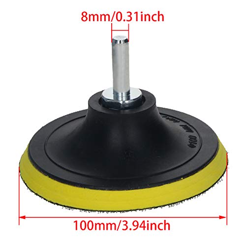 Utoolmart 4" Hook and Loop Backing Pad Sanding Polishing Backer Plate with M10 Drill Adapter for Random Orbit Sander Polisher Buffer