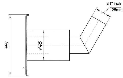 316L Stainless Steel Thru Hull Outlet/Exhaust Skin Fitting 1" inch 25 mm for Generator Heater