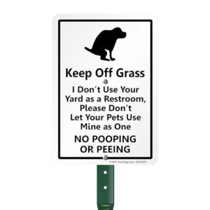 smartsign "keep off grass" funny dog poop sign for lawn | 21” tall stake & sign kit