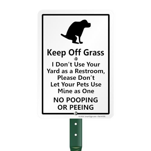 SmartSign "Keep Off Grass" Funny Dog Poop Sign for Lawn | 21” Tall Stake & Sign Kit